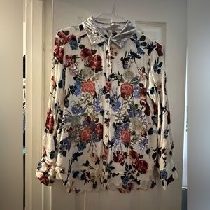 Aratta Button Down Shirt with Velvet Collar